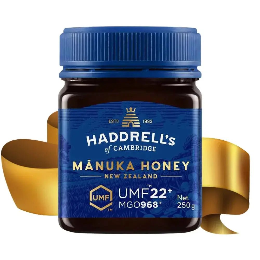 Haddrell's súprava Mānuka medov — UMF 22+ & UMF 10+ (2 × 250 g)