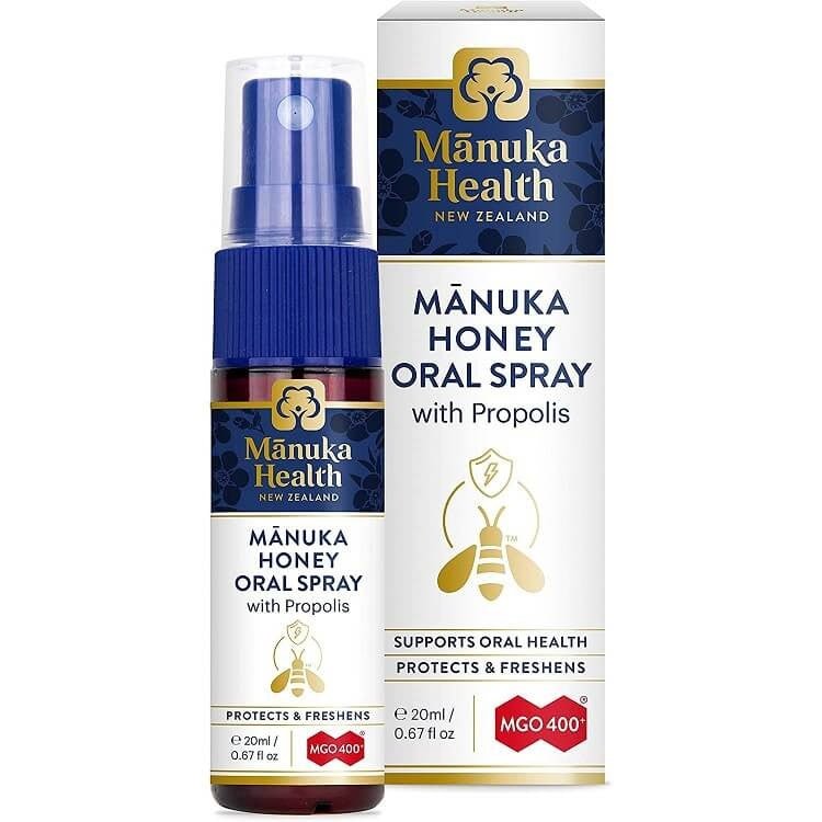 Med Manuka Health MGO 400+ a propolisový sprej do krku — 20 ml
